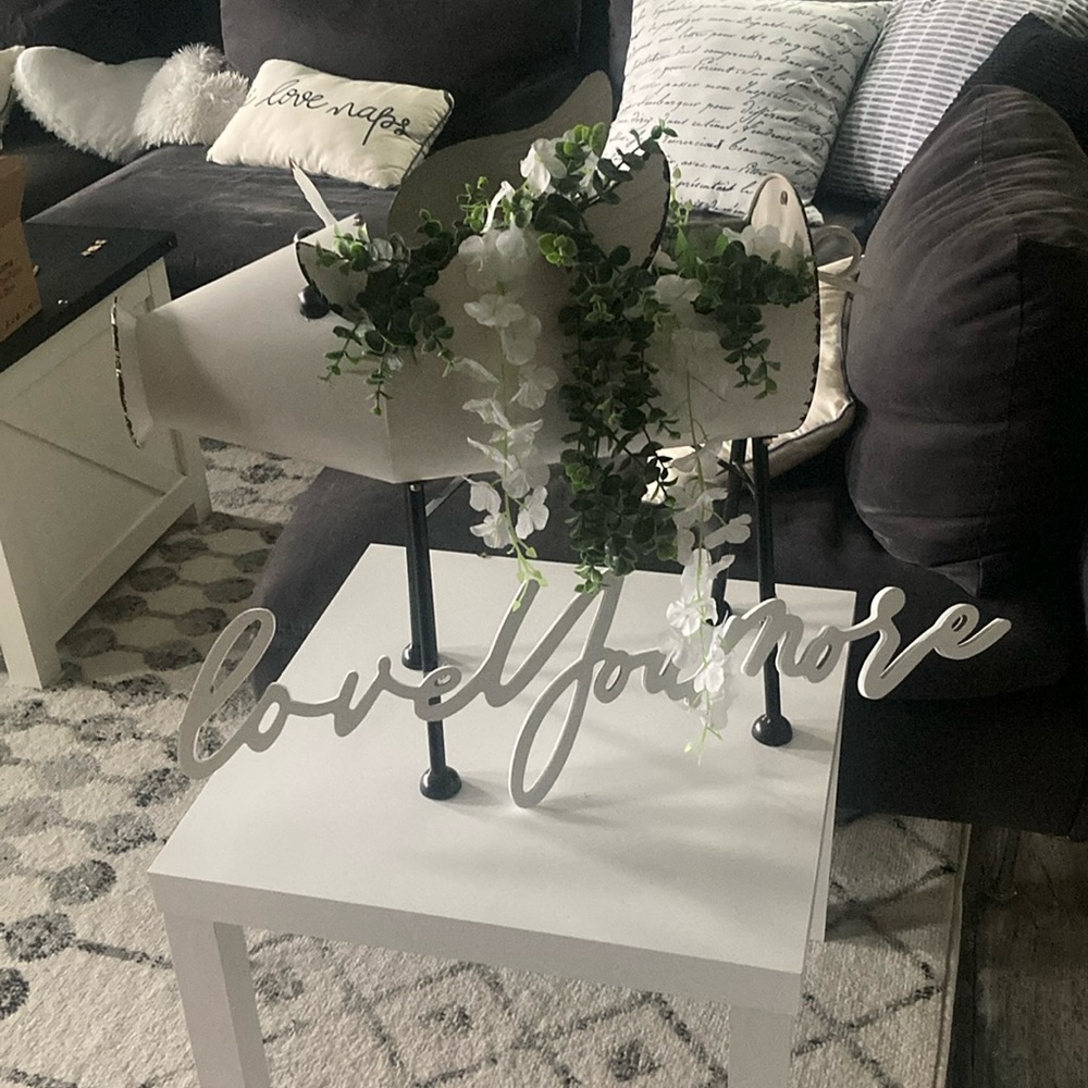 White Finish Metal Flying Pig Standing Planter